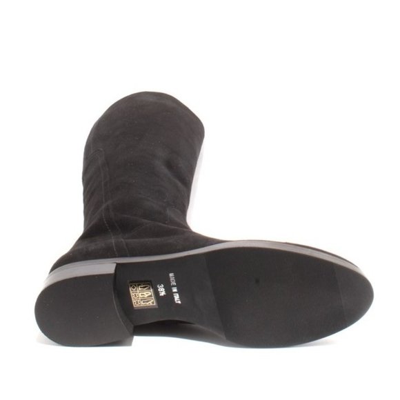 Luca Grossi 289 Black Suede Leather Stretch Zip-Up Knee High Boots - Picture 8 of 8